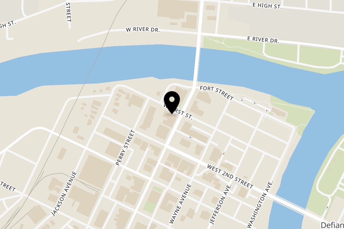 Map showing the location of Dos Eppi's on 200 Clinton St in Defiance